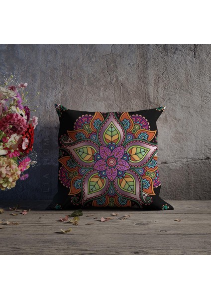Mandala Desenli Çift Taraflı Dekoratif Kırlent Kılıfı