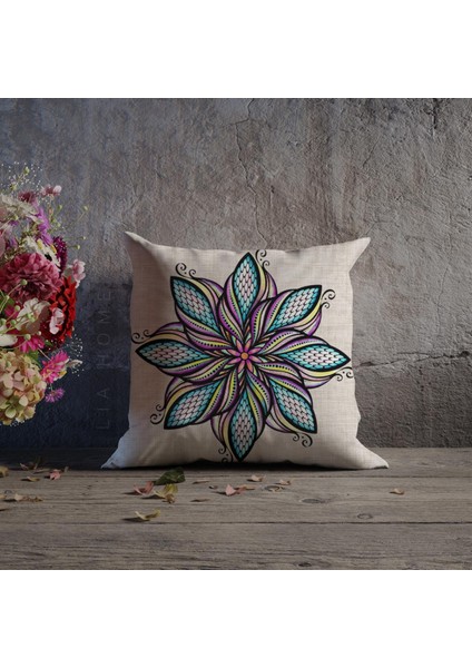 Mandala Desenli Çift Taraflı Dekoratif Kırlent Kılıfı