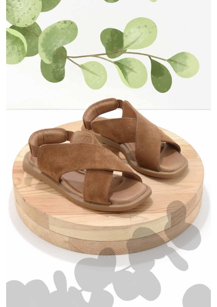 Taba Süet Leather Kadın Sandalet K05359031502