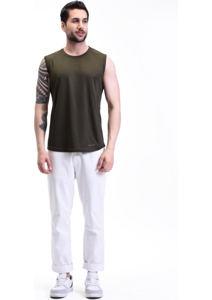 Erkek Nem Emici Hızlı Kuruma Atletik Teknik Performans Sporcu Sıfır Kol T-Shirt Gym 108
