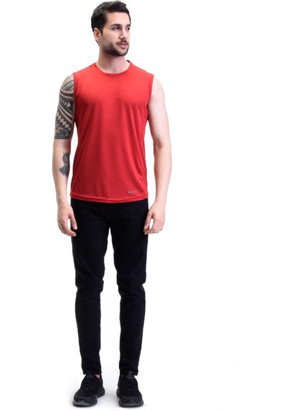 Erkek Nem Emici Hızlı Kuruma Atletik Teknik Performans Sporcu Sıfır Kol T-Shirt Gym 108