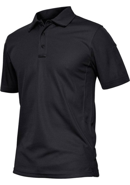 Erkek Taktik Polo Yaka Gömlek Hızlı Kuruma Nem Emici Performans Pique Jersey Golf T-Shirt