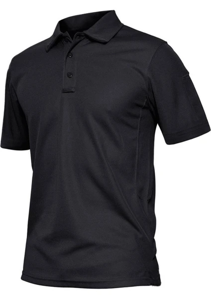 Ghassy Co. Erkek Taktik Polo Yaka Gömlek Hızlı Kuruma Nem Emici Performans Pique Jersey Golf T-Shirt