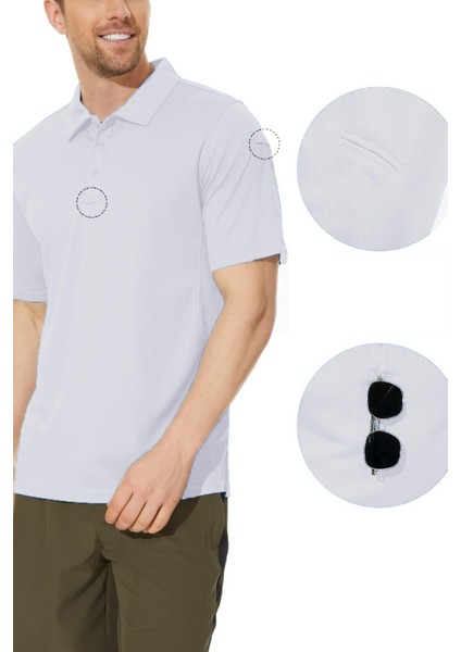 Erkek Taktik Polo Yaka Gömlek Hızlı Kuruma Nem Emici Performans Pique Jersey Golf T-Shirt