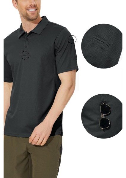 Erkek Taktik Polo Yaka Gömlek Hızlı Kuruma Nem Emici Performans Pique Jersey Golf T-Shirt fiyatları