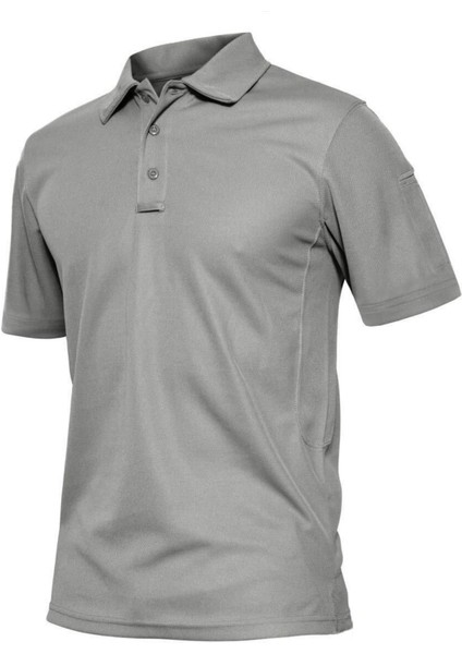 Erkek Taktik Polo Yaka Gömlek Hızlı Kuruma Nem Emici Performans Pique Jersey Golf T-Shirt