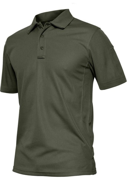 Erkek Taktik Polo Yaka Gömlek Hızlı Kuruma Nem Emici Performans Pique Jersey Golf T-Shirt