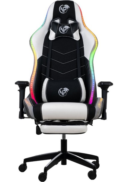 GC3001BW Masaj Yastıklı, Rgb LED Işıklı, 4d Kolçaklı, Ayak Destekli Profesyonel Oyuncu Koltuğu