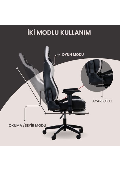 GC3001BW Masaj Yastıklı, Rgb LED Işıklı, 4d Kolçaklı, Ayak Destekli Profesyonel Oyuncu Koltuğu indirimleri