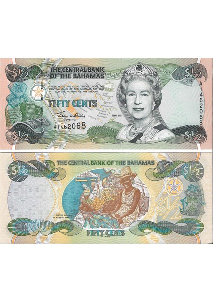 Bahamalar 2001 Yılı Yarım Cent Yabancı Kağıt Para Çil (Unc) Koleksiyon Para