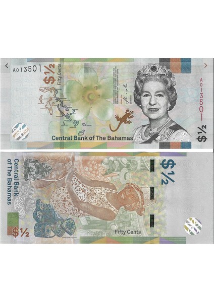 Bahamalar 2019 Yılı Yarım Cent Yabancı Kağıt Para Çil (Unc) Koleksiyon Para