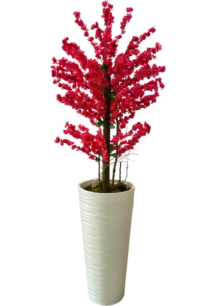 Fuşya Bahardalı 200 cm Yapay Ağaç 80X40 Beyaz Kumsal Saksı fiyatları
