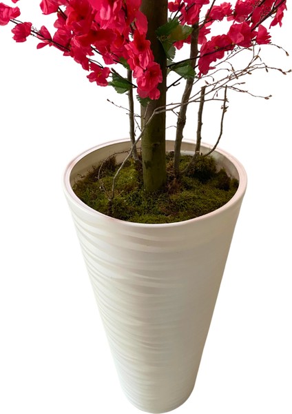 Fuşya Bahardalı 200 cm Yapay Ağaç 80X40 Beyaz Kumsal Saksı indirimleri