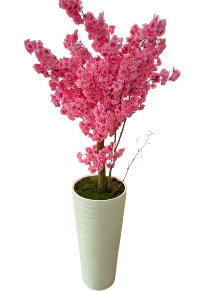 Lüx Pembe Bahardalı 200 cm Yapay Ağaç 80X40 Beyaz Kumsal Saksı fiyatları
