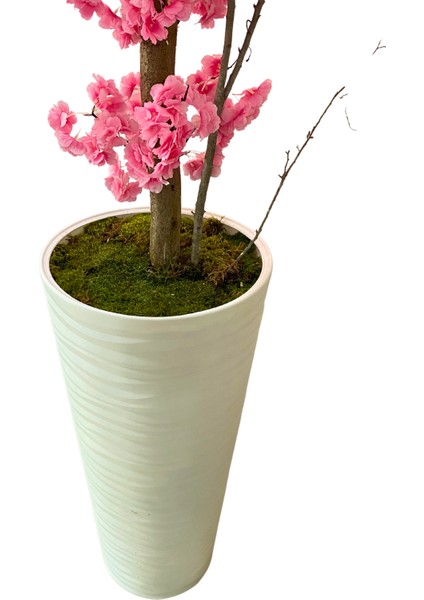 Lüx Pembe Bahardalı 200 cm Yapay Ağaç 80X40 Beyaz Kumsal Saksı indirimleri
