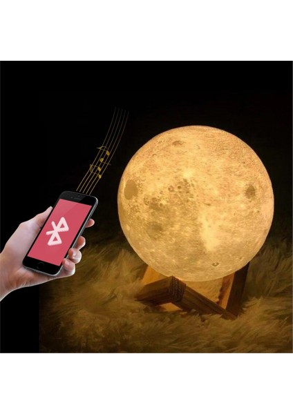 Bluetooth Hoparlörlü Ay Gece Masa Lambası 16 Renkli Dokunmatik Uzaktan Kumandalı