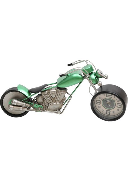 Lucky Art Metal Yeşil Motorsiklet Saat