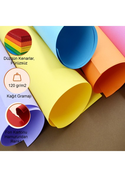 Fon Kartonu 25X35 cm 120 gr 10 Renk Karışık modelleri