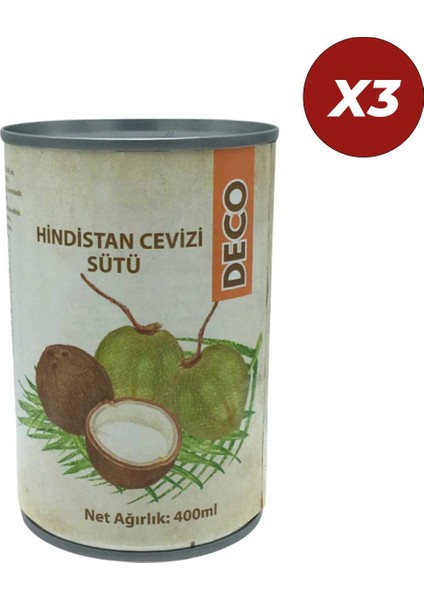 Hindistan Cevizi Sütü Coconut Milk 400 ml 3 Adet