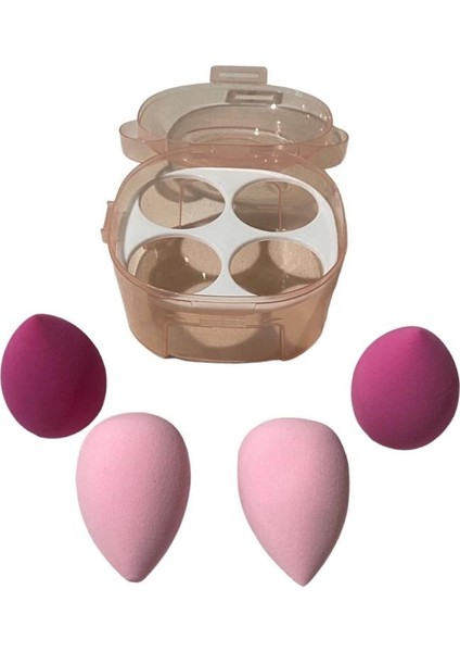 Kutulu 4'lü Makyaj Süngeri, Yumurta Sünger, Armut Sünger