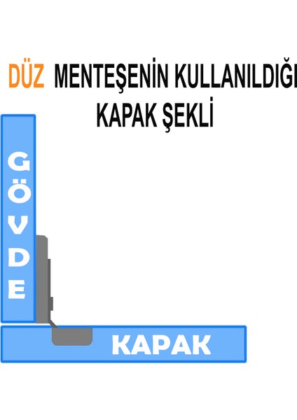 Samet Mobilya Menteşesi Dolap Kapak Tas Menteşe 4 Adet Düz Tip