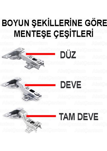 Samet Mobilya Menteşesi Dolap Kapak Tas Menteşe 4 Adet Düz Tip