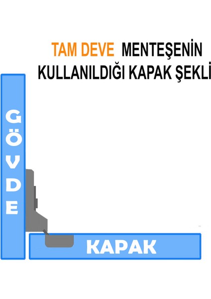 Samet Mobilya Menteşesi Dolap Kapak Tas Menteşe 4 Adet Tam Deve Tip