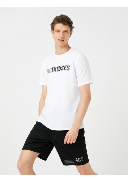 Spor Tişört Slogan Baskılı Bisiklet Yaka Kısa Kollu fiyatları