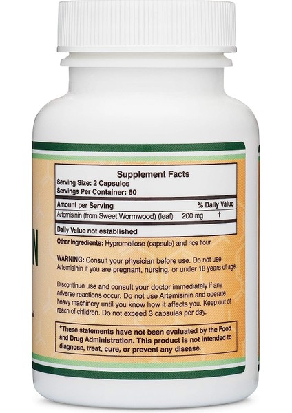 Artemisinin From Sweet Worm Wood Leaf 120 Kapsül Abd'den