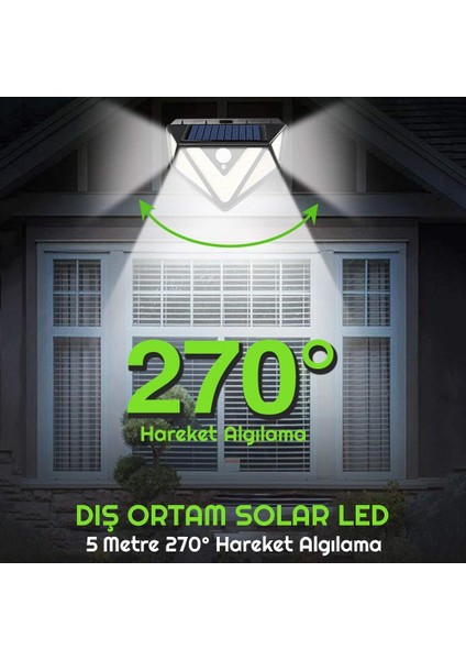 3 Adet 166 LED 3 Modlu Solar Güneş Enerjili Hareket Sensörlü Bahçe Garaj Ev Aydınlatma Lambası