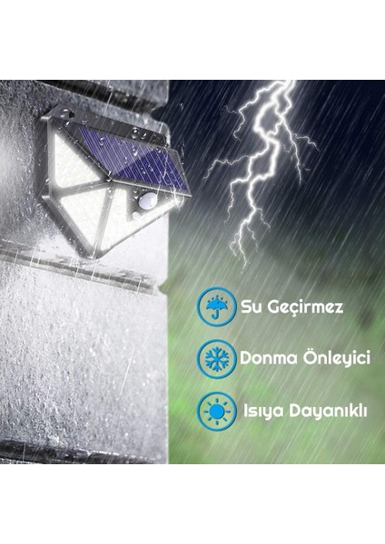 3 Adet 166 LED 3 Modlu Solar Güneş Enerjili Hareket Sensörlü Bahçe Garaj Ev Aydınlatma Lambası
