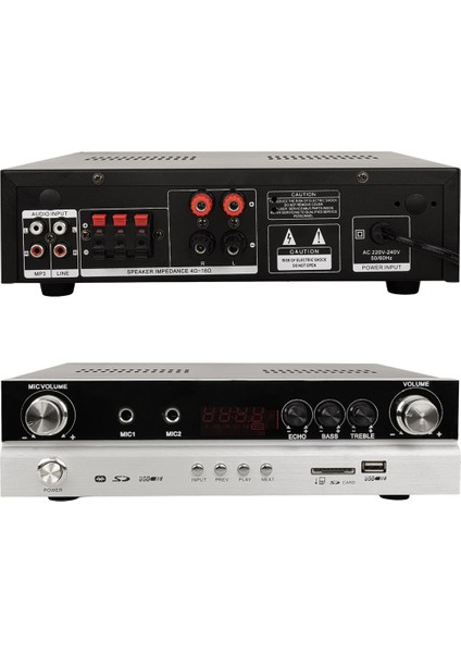 Magıcvoıce MV-22561 2X50 Watt Usb/sd/bt/uk Bluetoothlu Stereo 2 Mikrofon Girişli Trafosuz Anfi