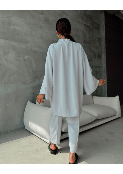 Elissa Life Styler Oversize Keten Kumaş Kimono Pantolon Takım