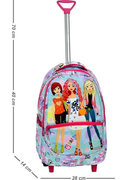 Çekçekli Girl Desenli Ilkokul Çantası + Beslenme Çantası