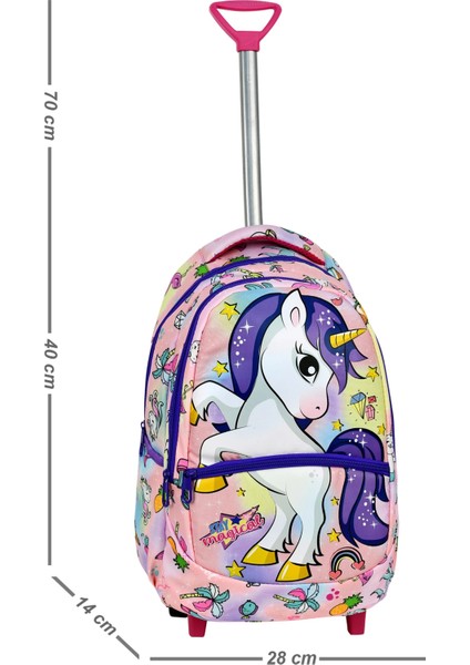 Çekçekli 3'lü Okul Seti, Unicorn Desenli Ilkokul Çantası + Beslenme Çantası + Kalemlik fırsatları