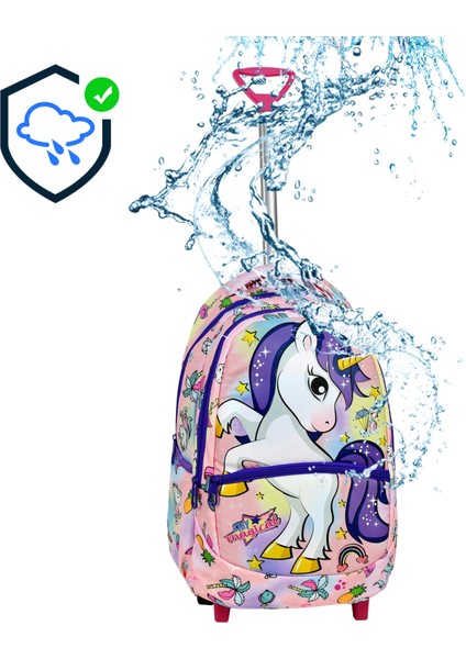 Çekçekli 3'lü Okul Seti, Unicorn Desenli Ilkokul Çantası + Beslenme Çantası + Kalemlik indirimleri