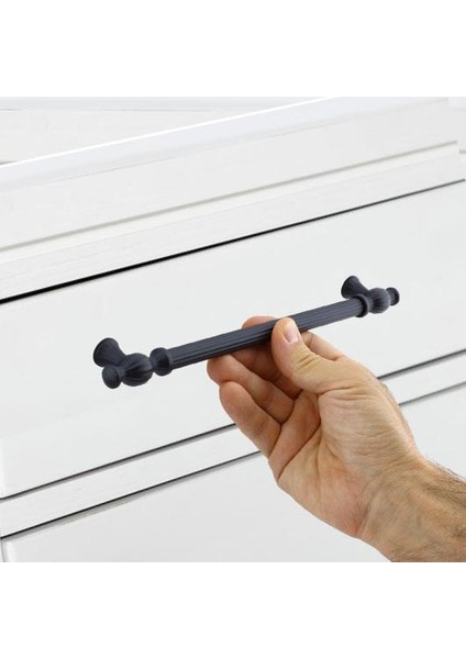 Kesir Mobilya Mutfak Dolabı Çekmece Dolap Kapak Kulpu Kulbu Siyah 224 mm Metal Kulp