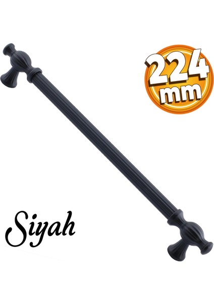 Kesir Mobilya Mutfak Dolabı Çekmece Dolap Kapak Kulpu Kulbu Siyah 224 mm Metal Kulp