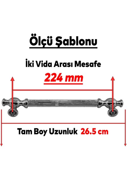Kesir Mobilya Mutfak Dolabı Çekmece Dolap Kapak Kulpu Kulbu Siyah 224 mm Metal Kulp