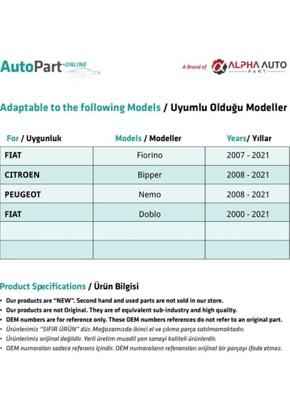 Fiat Fiorino, Peugeot Bipper, Citroen Nemo için Orta Kalorifer Difüzörü-4 Adet