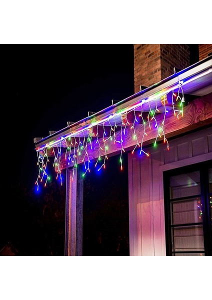 Dekor Düğün Işıkları 3 Metre Renkli Saçak Perde LED Işık 16 Dallı Perde Işık Saçak Renkli LED Işık