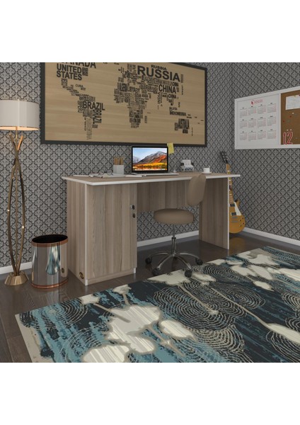 Kenzlife ofis masası miyamoto crd sol 75*170*80 kilitli kapaklı dolap bilgisayar çalışma masası