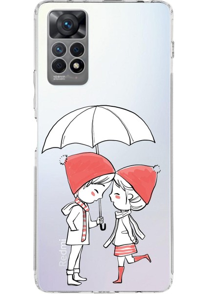 Xiaomi Redmi Note 11S ile Uyumlu Kapak Sevimli Karakterler Tasarımlı Şeffaf Kılıf