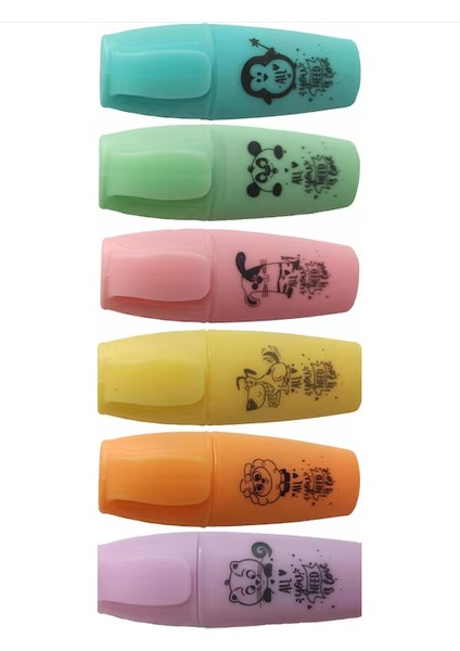 Mini Fosforlu Kalem Seti 6'lı Pastel Renk