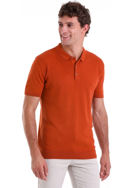 Turuncu Regular Fit Düz Pamuklu Polo Yaka Triko Tişört modelleri
