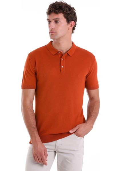Turuncu Regular Fit Düz Pamuklu Polo Yaka Triko Tişört indirimleri