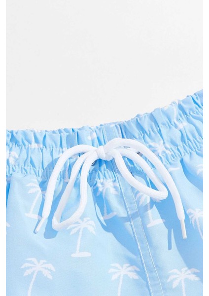 Erkek Basic Standart Boy Şık Palmiye Baskılı Mayo Cepli Deniz Şortu indirimleri