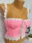 Crop Top Büstiyer Şeker Pembe Beyaz Renk Handmade 5