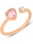 Gümüş Rose Pembe Taşlı Kalp Modeli Ayarlamalı Yüzük 1
