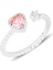 Gümüş Rodyumlu Pembe Taşlı Kalp Modeli Ayarlamalı Yüzük 1